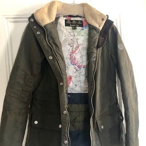 Barbour Coat w/Shearling Lined Detachable Hood